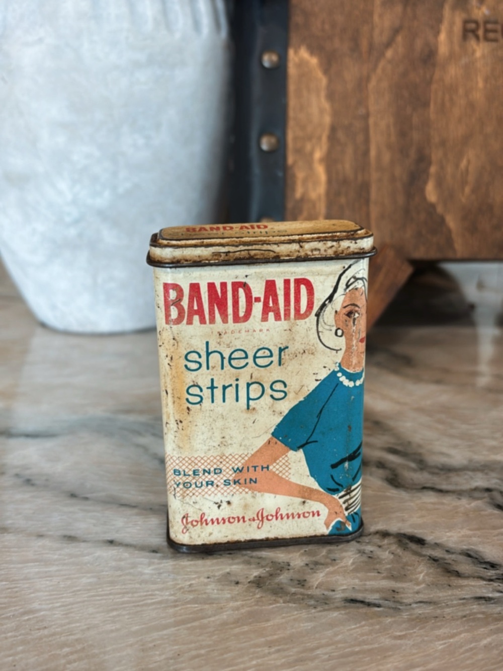 Vintage Johnson & Johnson Band-Aid Tin Box, Rare